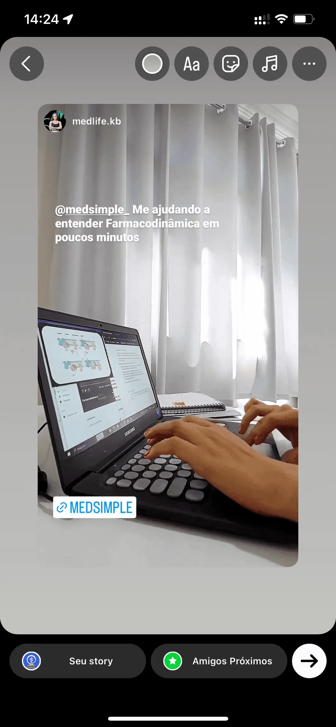 Relato de aluna sobre entender farmacodinâmica em poucos minutos com a MEDsimple